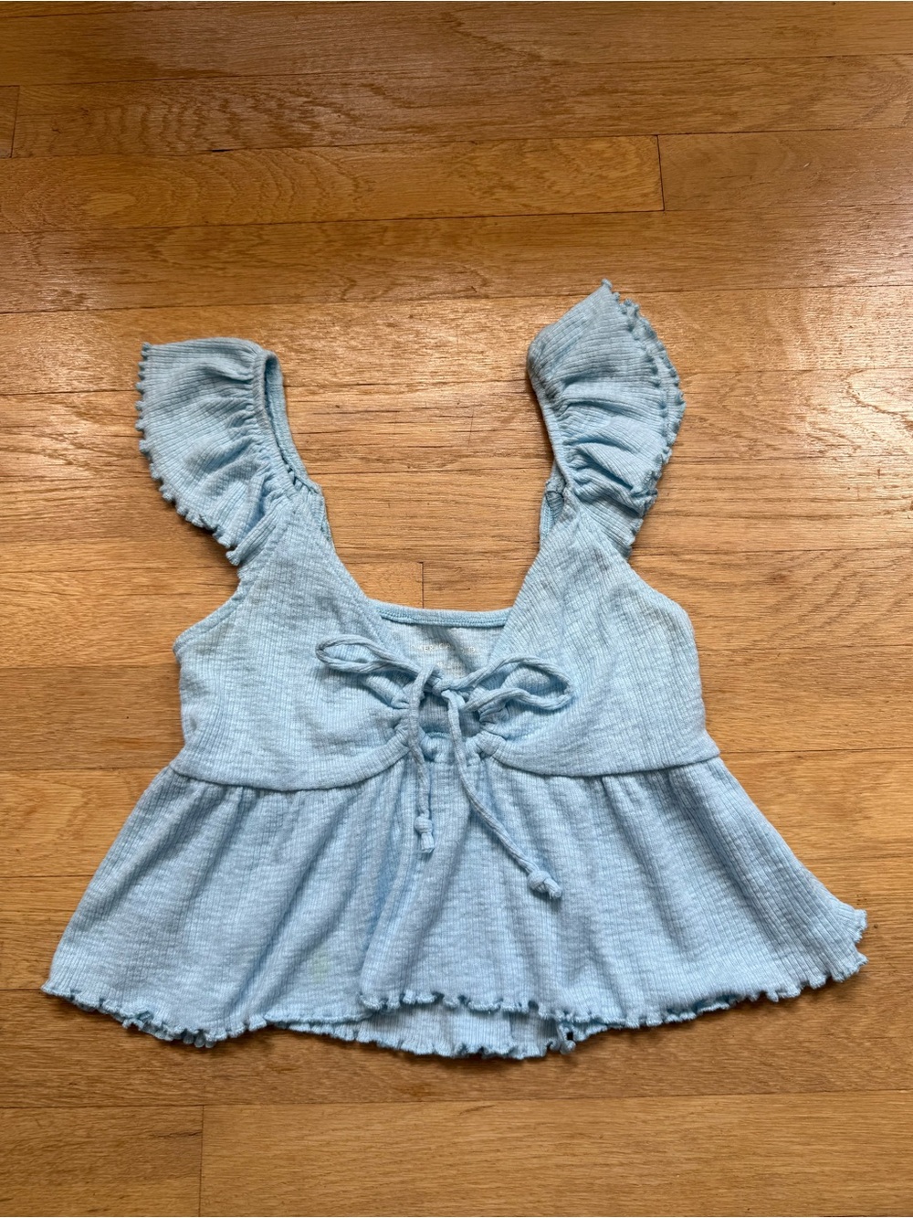 American Eagle Blue Ruffle Babydoll Top Size XS